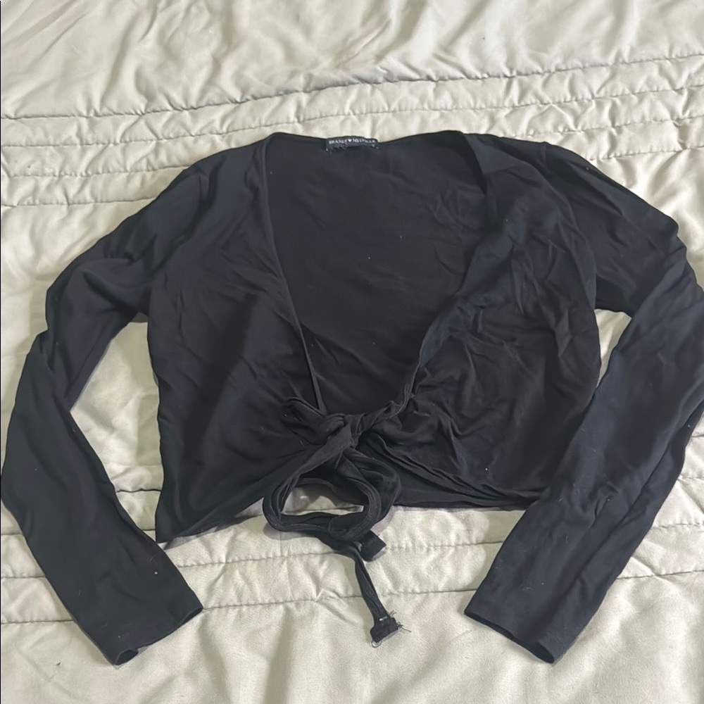 BRANDY MELVILLE Black Tie-Front Top